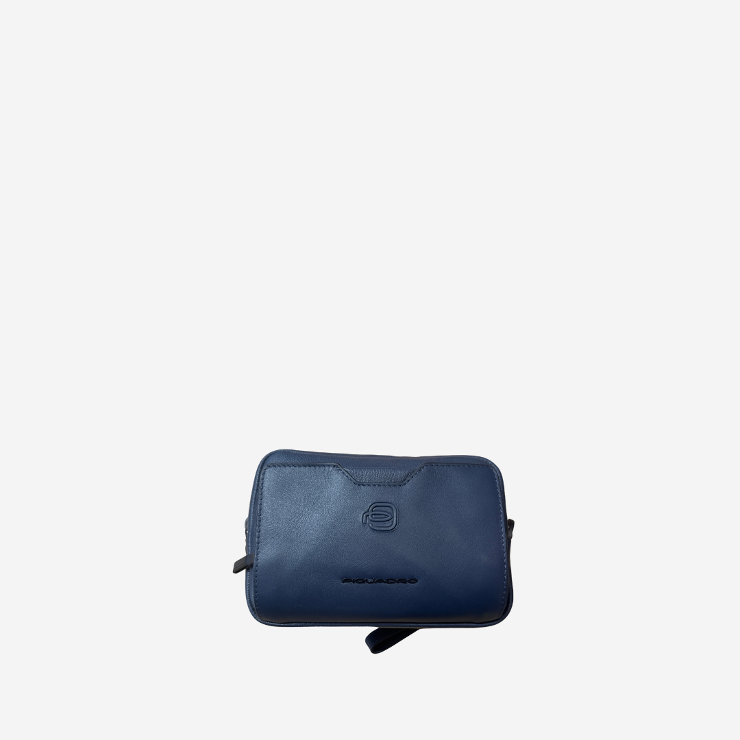 Piquadro - Pochette 2 Comparti - in Pelle Con Tracolla Removibile