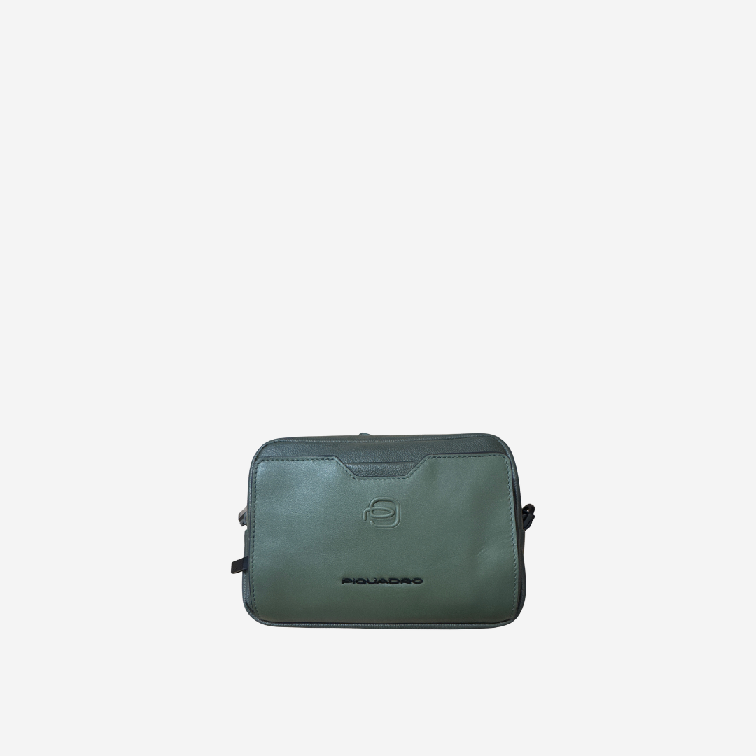 Piquadro - Pochette 2 Comparti - in Pelle Con Tracolla Removibile