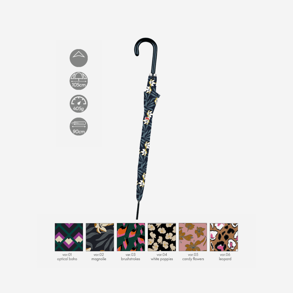 Rainbow - Jolly Print - Ombrello Grande con Manico Curvo