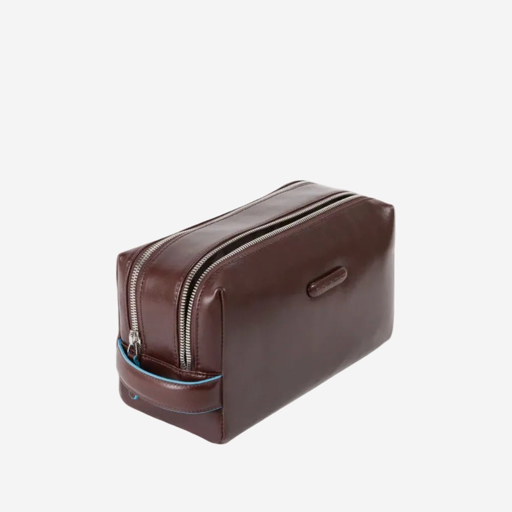 Piquadro - Beauty Case da Viaggio a Due Scomparti in Pelle