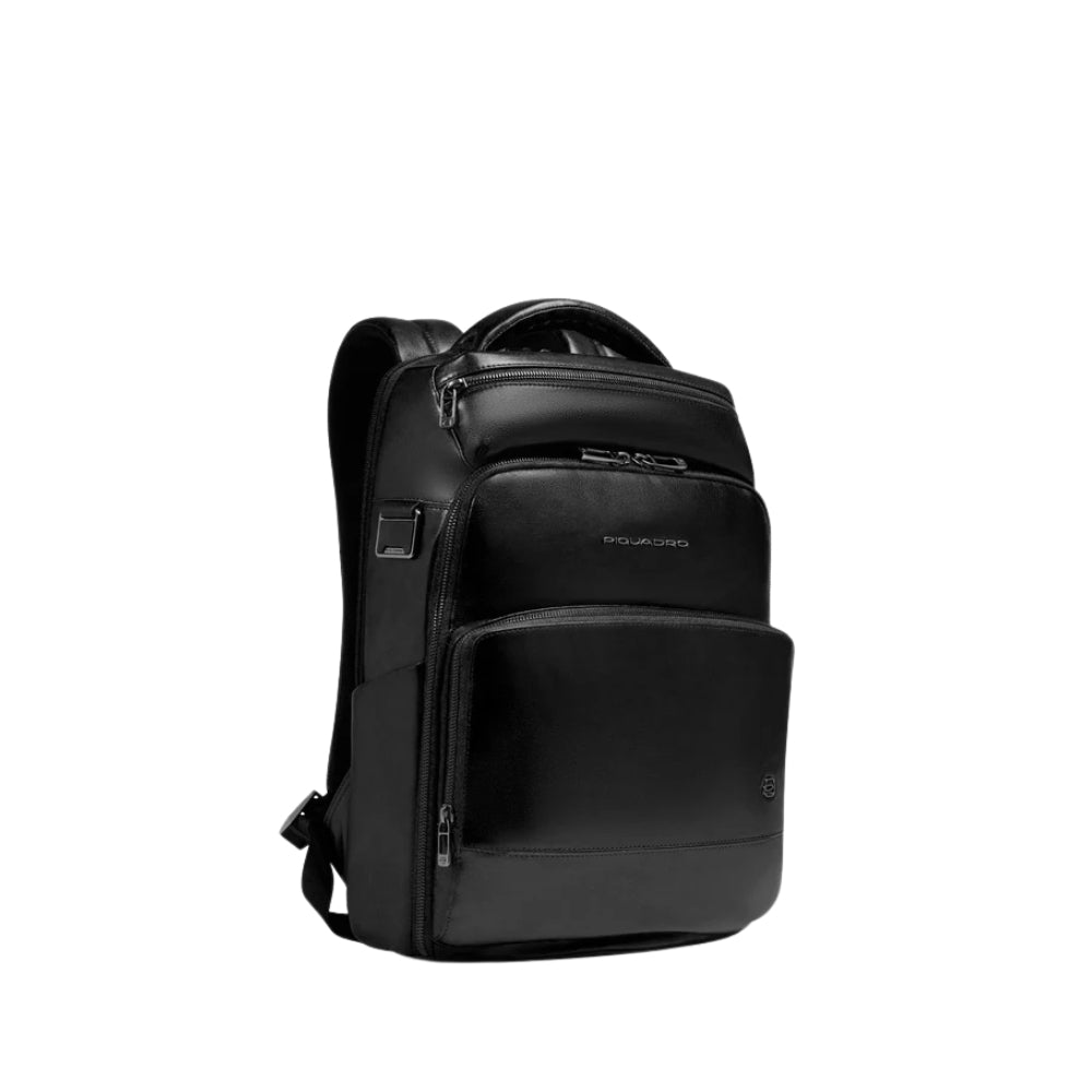 Piquadro- Zaino Uomo Personalizzabile in Pelle Porta Pc e iPad con Portaocchiali Protezioni Antiurto e Rfid