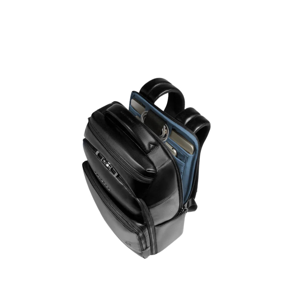 Piquadro- Zaino Uomo Personalizzabile in Pelle Porta Pc e iPad con Portaocchiali Protezioni Antiurto e Rfid