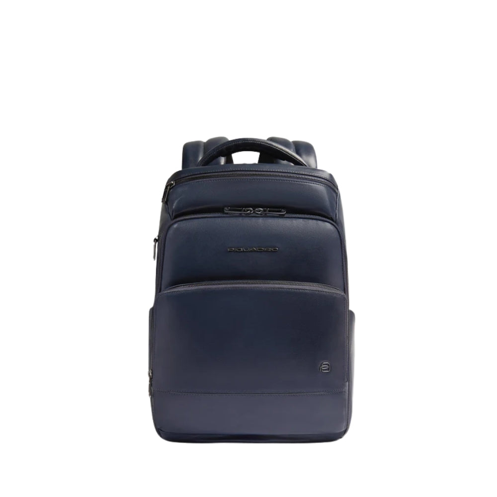 Piquadro- Zaino Uomo Personalizzabile in Pelle Porta Pc e iPad con Portaocchiali Protezioni Antiurto e Rfid